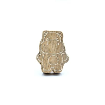 Kids Handmade Mango Wood Hippo Drawer Knob